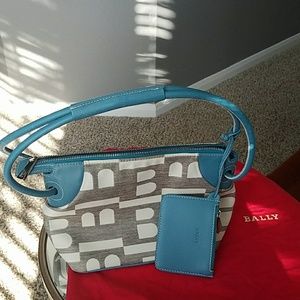 Bally fabric and leather blue, grey and white bag